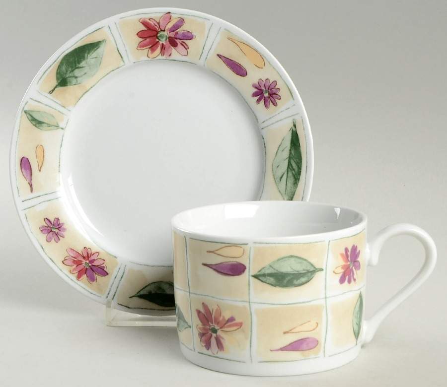 Sabrina Flat Cup & Saucer Set by Gibson Designs-1