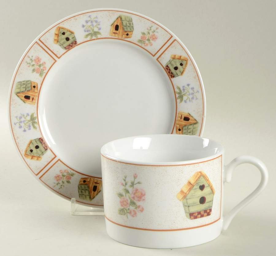 Aviara Flat Cup & Saucer Set by Gibson Designs-1