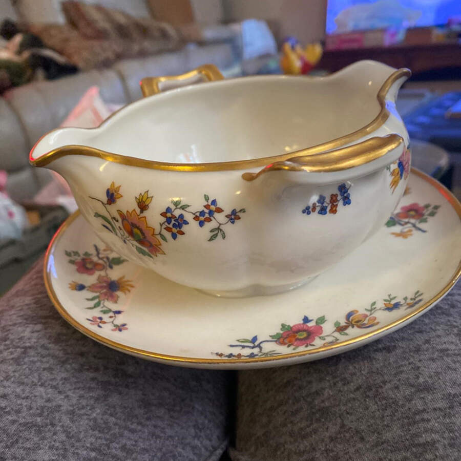 GDA156 Gravy Boat with Attached Underplate by Gerard, Dufraisseix & Abbot-1