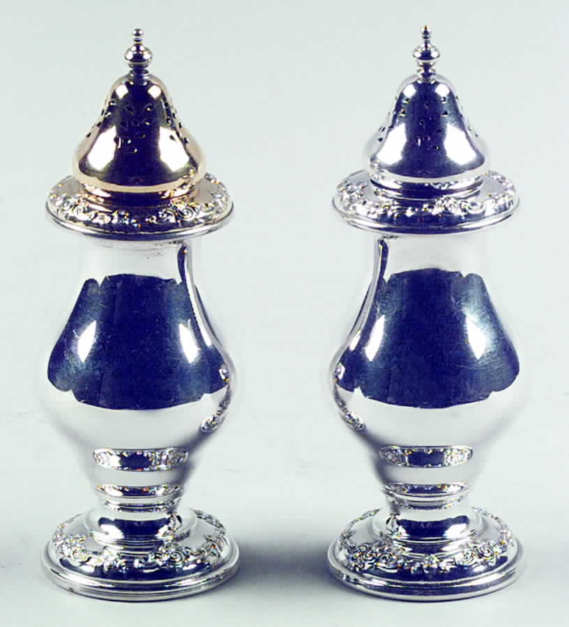 Melrose (Sterling, 1948, Hollowware) Salt and Pepper Set by Gorham Silver-1