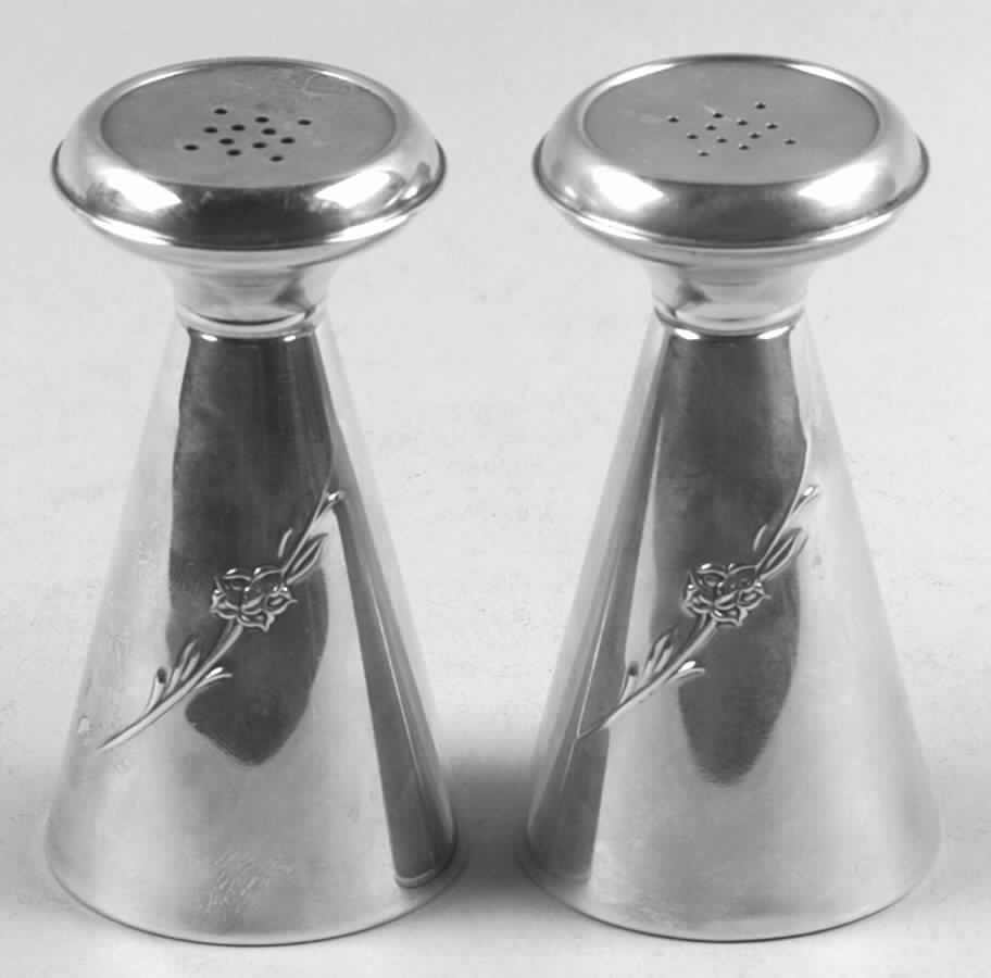 Sea Rose (Sterling, 1958, Hollowware) Salt and Pepper Set by Gorham Silver-1