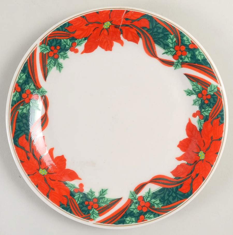 Christmas Holly (Blue Stamp) Salad Plate by Gibson Designs-1