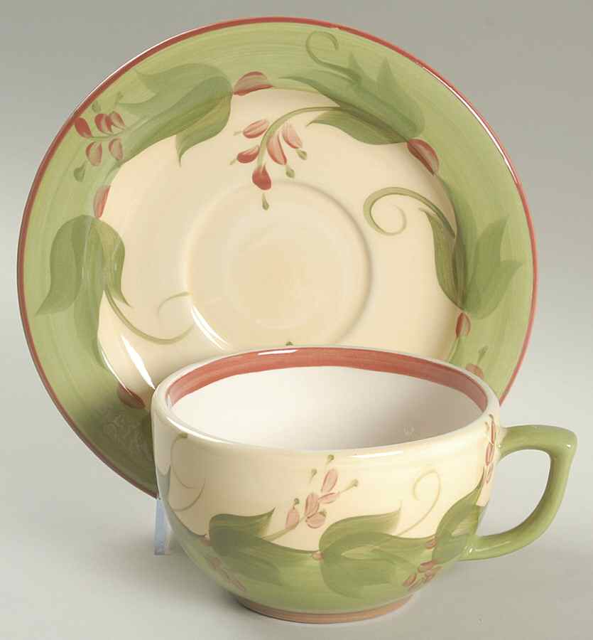Laurel Leaf Breakfast Cup & Saucer Set by Gail Pittman-1