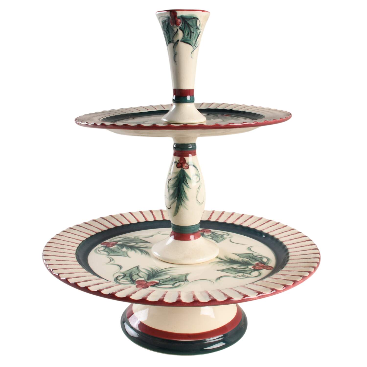 Hollylujah Vase Topped 2 Tiered 1 Piece Server by Gail Pittman-1