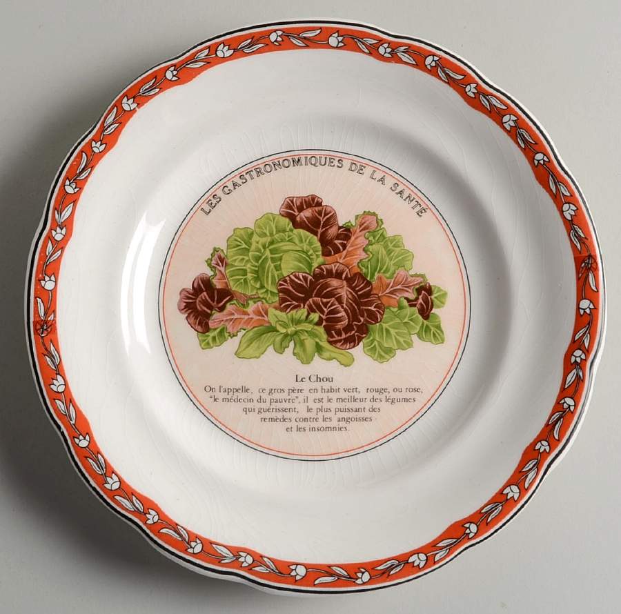 Les Gatronomiques De La Sante Red Salad/Dessert Plate by Faiencerie De Gien-1