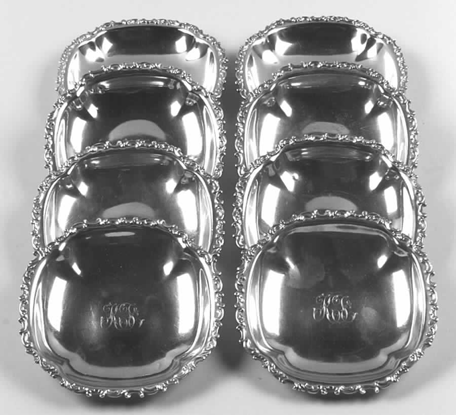 Louis XV (Sterling, Hollowware, Older, Scrolls&Plume) (Set of 8) Ice Cream Dish Set by Gorham Silver-1