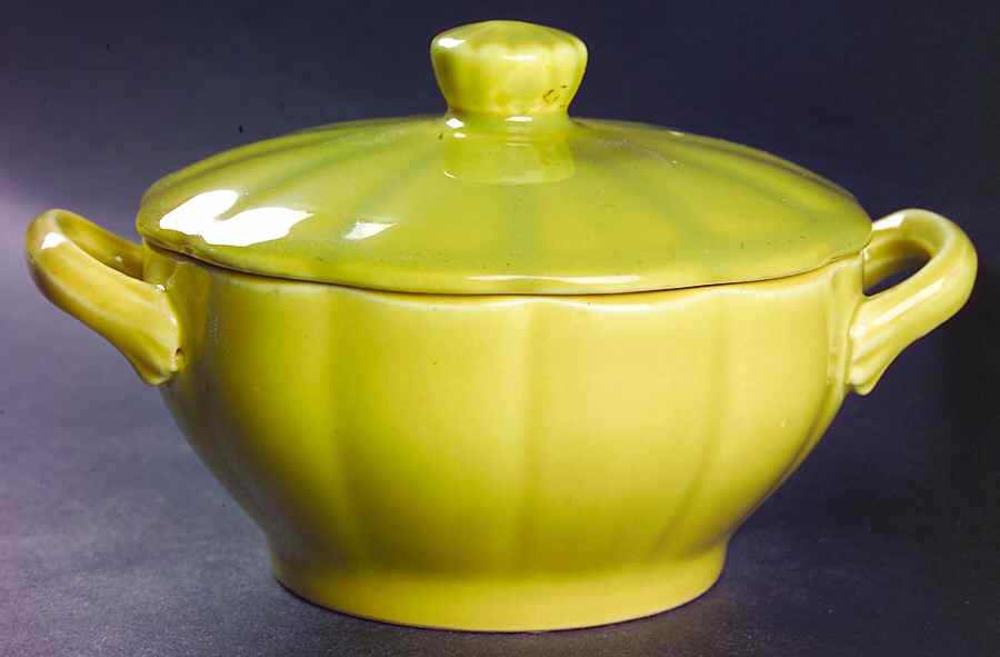 Petalware Green Sugar Bowl & Lid by WS George-1