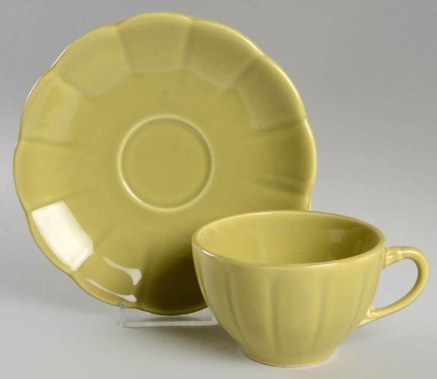 Petalware Green Flat Cup & Saucer Set by WS George-1