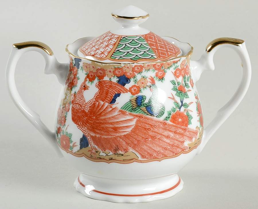 Imari Peacock Sugar Bowl & Lid by Arita-1