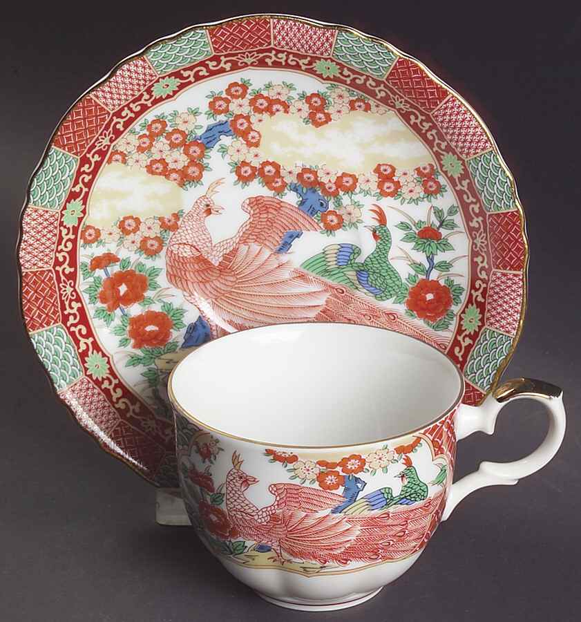 Imari Peacock Flat Cup & Saucer Set by Arita-1
