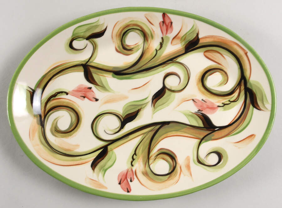 Honeysuckle 13" Oval Serving Platter by Gail Pittman-1