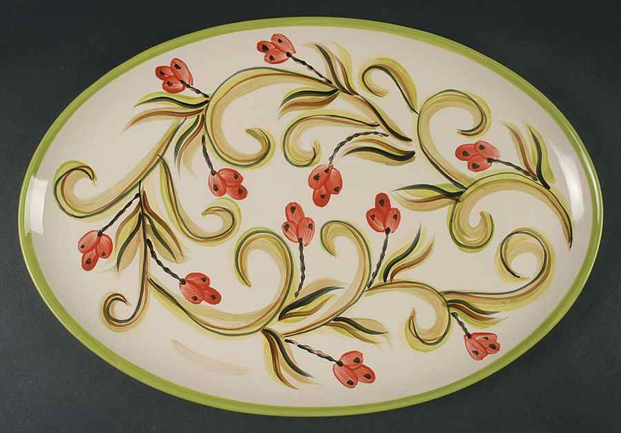 Honeysuckle 16" Oval Serving Platter by Gail Pittman-1