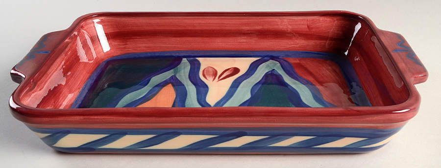 Red Azalea 14" Rectangular Baker by Gail Pittman-1