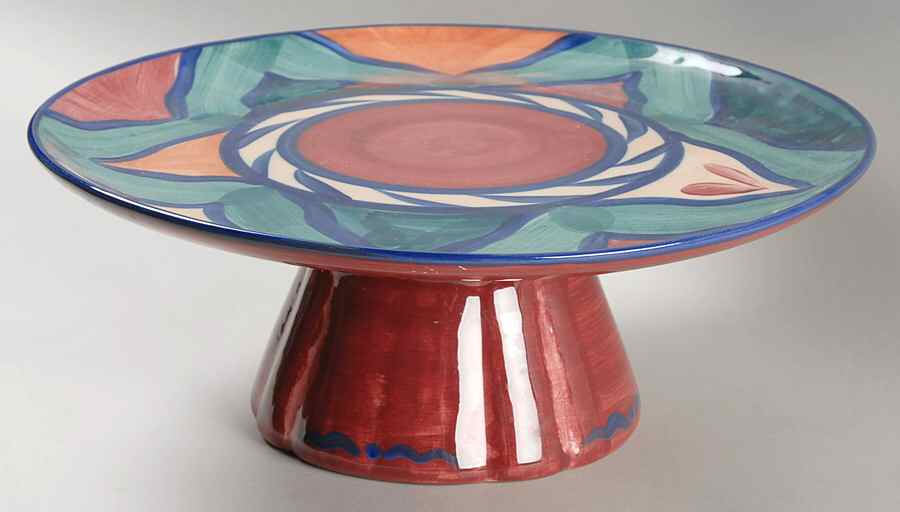 Red Azalea 12" Diameter Pedestal Cake Stand by Gail Pittman-1