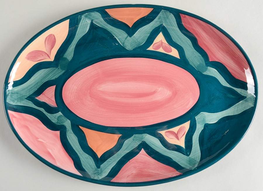 Red Azalea 13" Oval Serving Platter by Gail Pittman-1