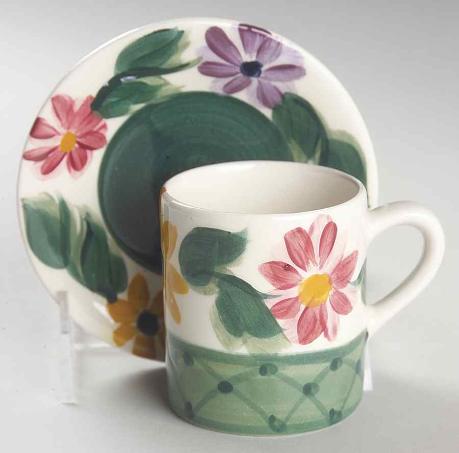 Daisy Chain Flat Demitasse Cup & Saucer Set by Gail Pittman-1