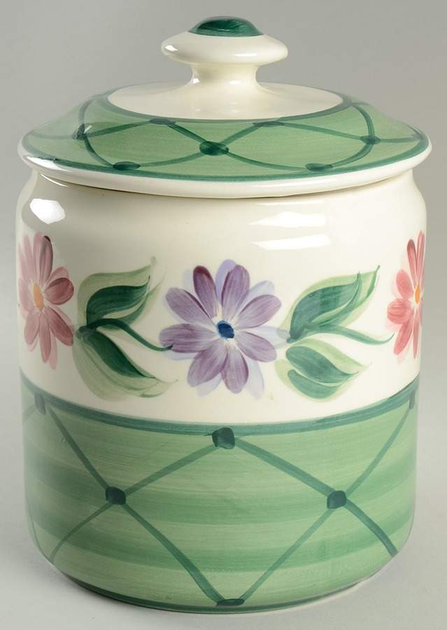 Daisy Chain Cookie Jar & Lid by Gail Pittman-1