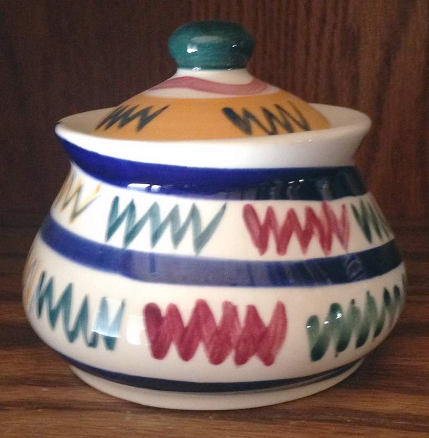 Zig Zag Sugar Bowl & Lid by Gail Pittman-1