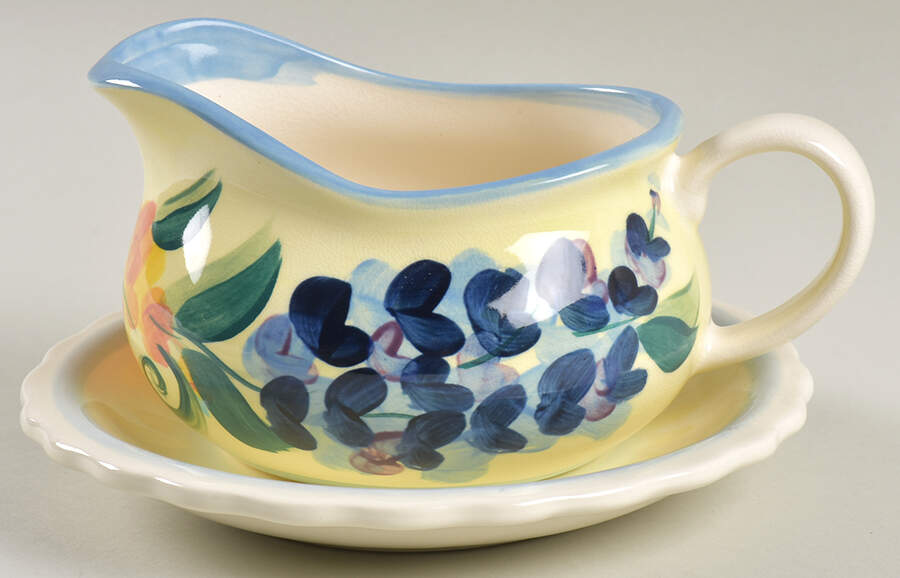Garden View Round Gravy Boat & Underplate by Gail Pittman-1