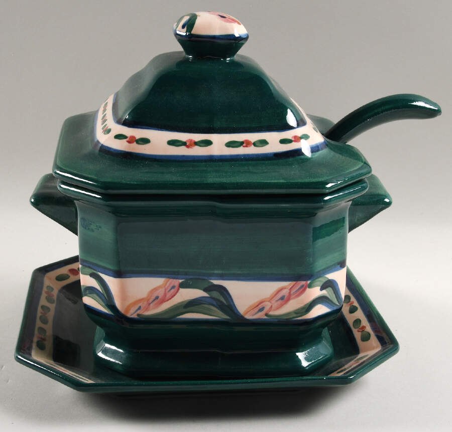 Juniper Tureen & Lid w/Ladle & Underplate by Gail Pittman-1