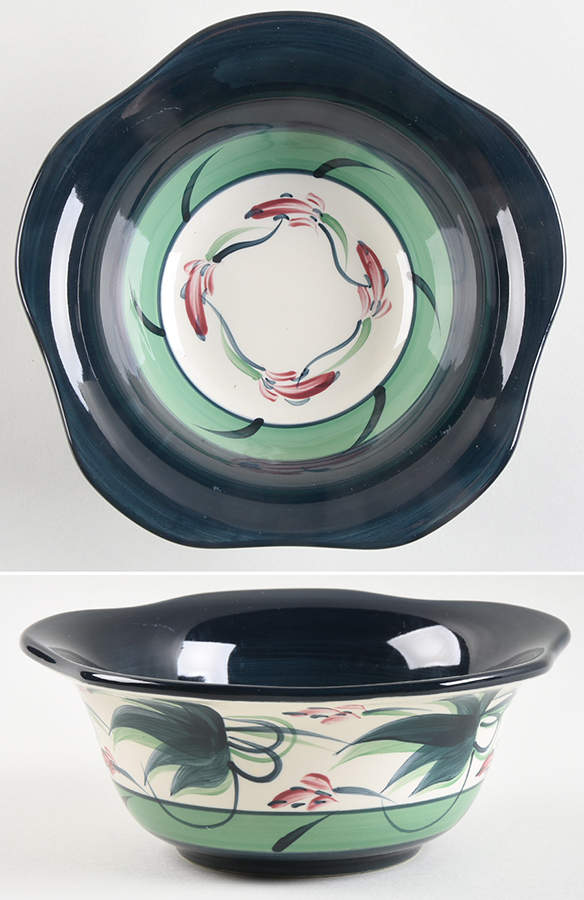Grapevine Green 6" Scalloped Bowl by Gail Pittman-1