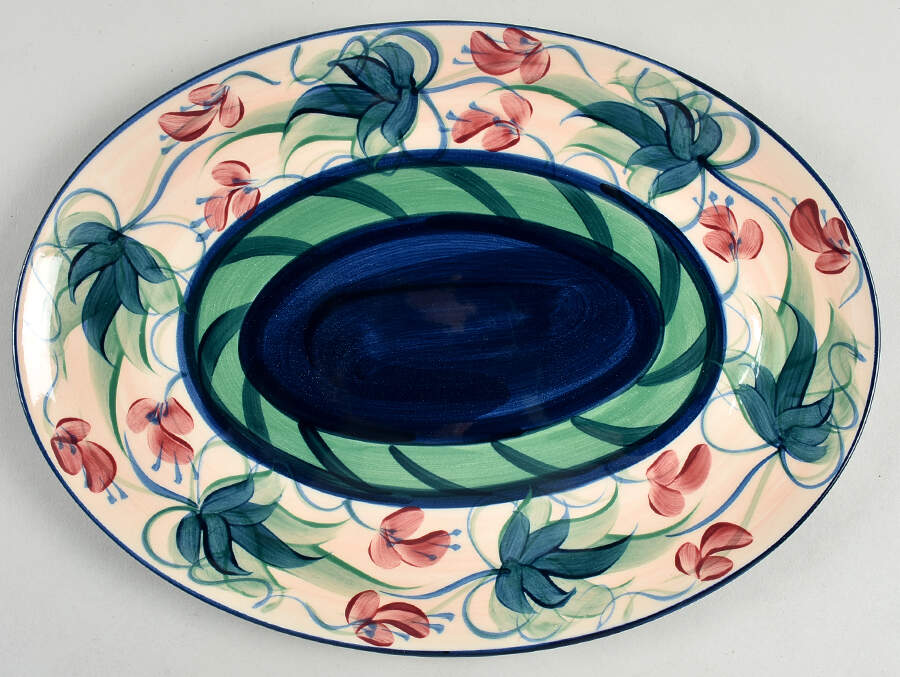 Grapevine Green 13" Oval Serving Platter by Gail Pittman-1