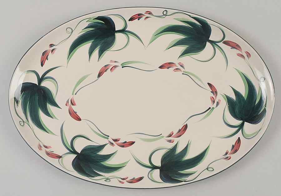 Grapevine Green 16" Oval Serving Platter by Gail Pittman-1