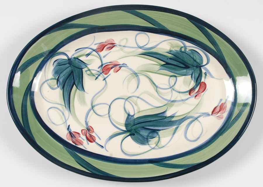 Grapevine Green 13" Oval Serving Platter by Gail Pittman-1