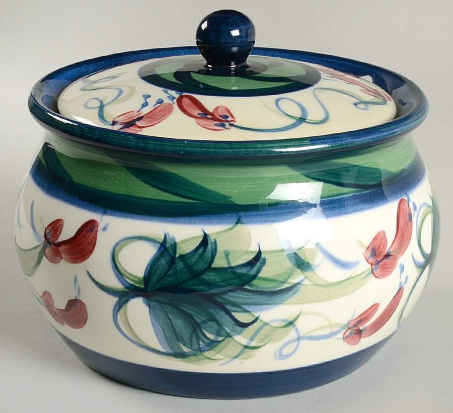 Grapevine Green Bean Pot & Lid by Gail Pittman-1