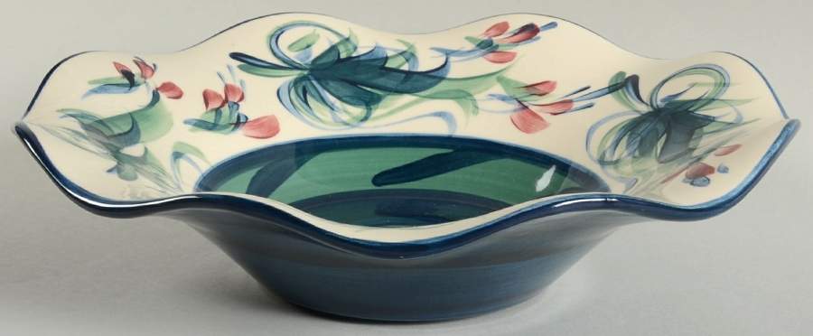 Grapevine Green 10" Scalloped Bowl by Gail Pittman-1