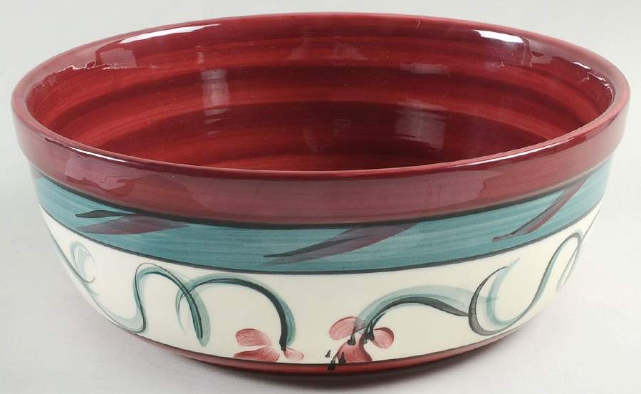 Red Grapevine 10" Large Salad Serving Bowl by Gail Pittman-1