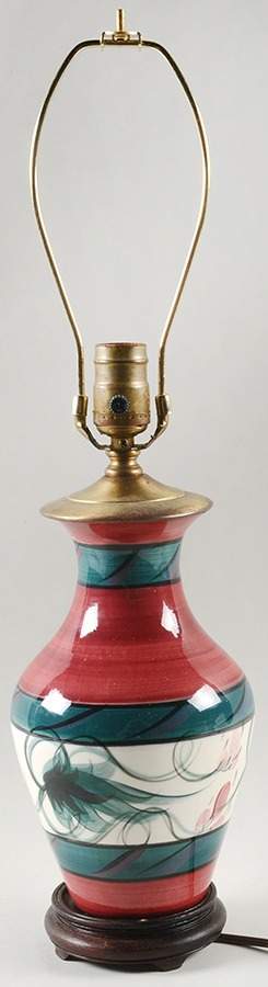 Red Grapevine 21" Electric Lamp No Shade by Gail Pittman-1
