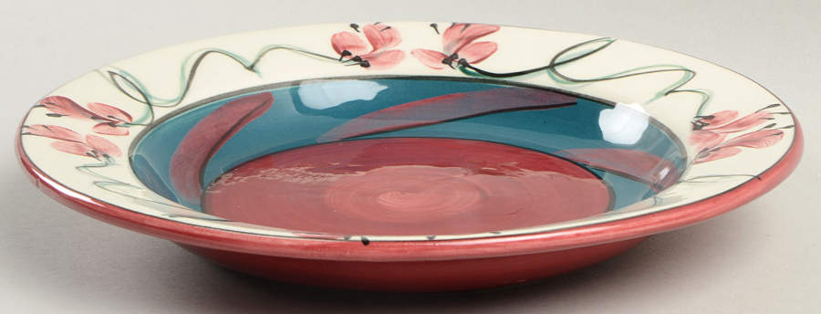 Red Grapevine Rim Soup Bowl by Gail Pittman-1