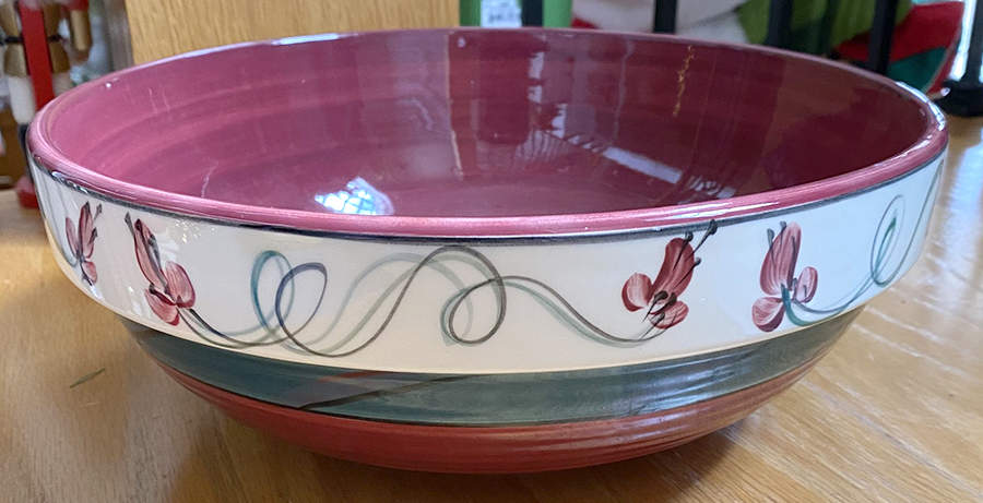 Red Grapevine 11" Large Salad Serving Bowl by Gail Pittman-1