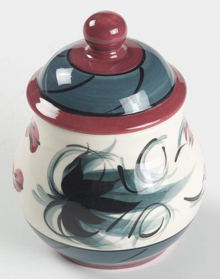 Red Grapevine Sugar Bowl & Lid by Gail Pittman-1