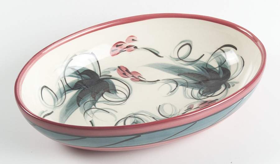 Red Grapevine 10" Oval Vegetable Bowl by Gail Pittman-1