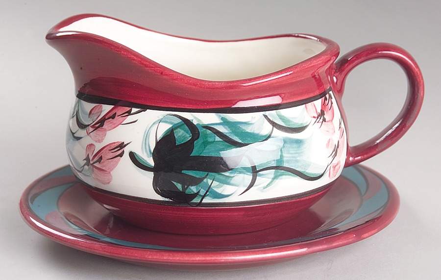 Red Grapevine Gravy Boat & Underplate by Gail Pittman-1