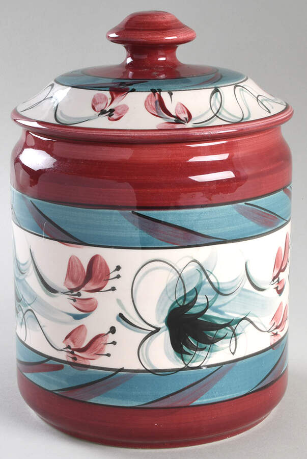 Red Grapevine Extra Large Canister & Lid by Gail Pittman-1