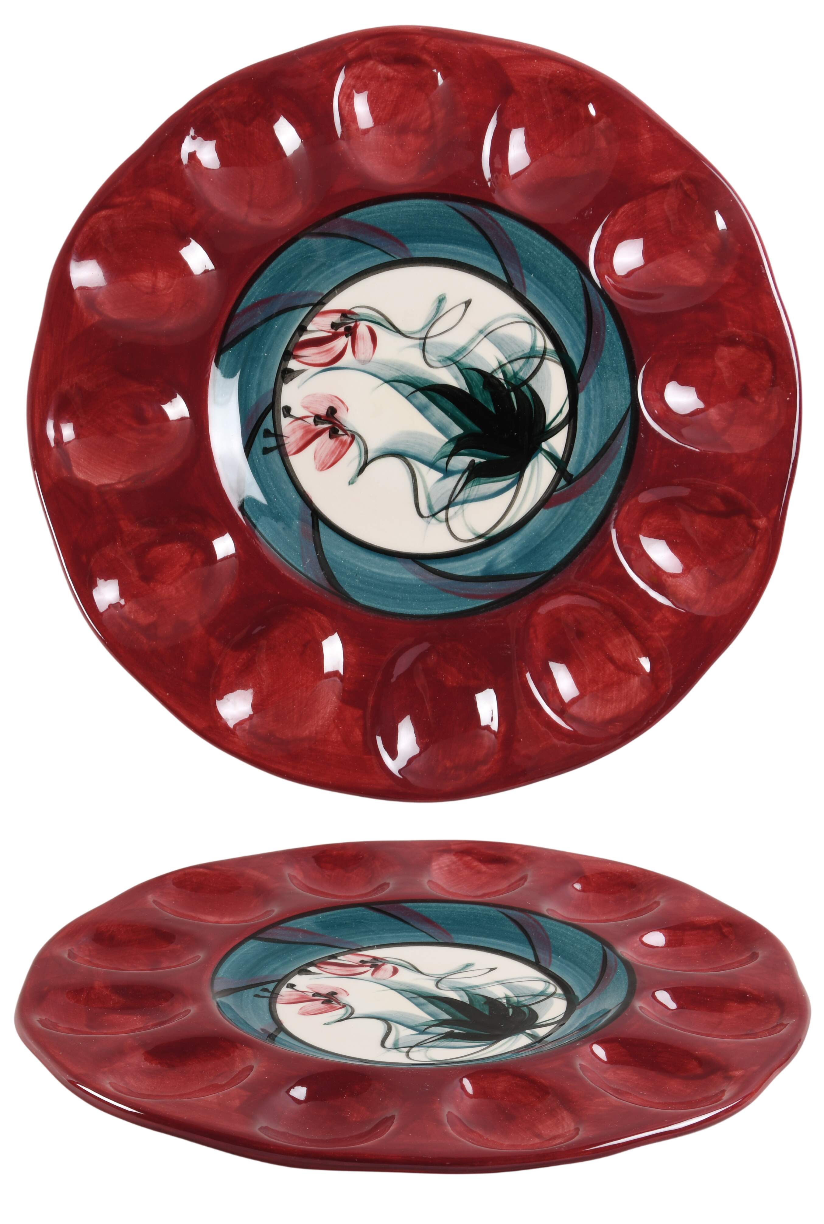 Red Grapevine Deviled Egg Plate by Gail Pittman-1