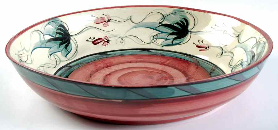 Red Grapevine 14" Pasta Serving Bowl by Gail Pittman-1