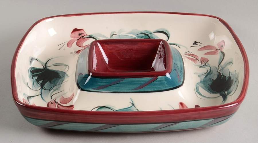 Red Grapevine 1 Piece Square Chip and Dip by Gail Pittman-1