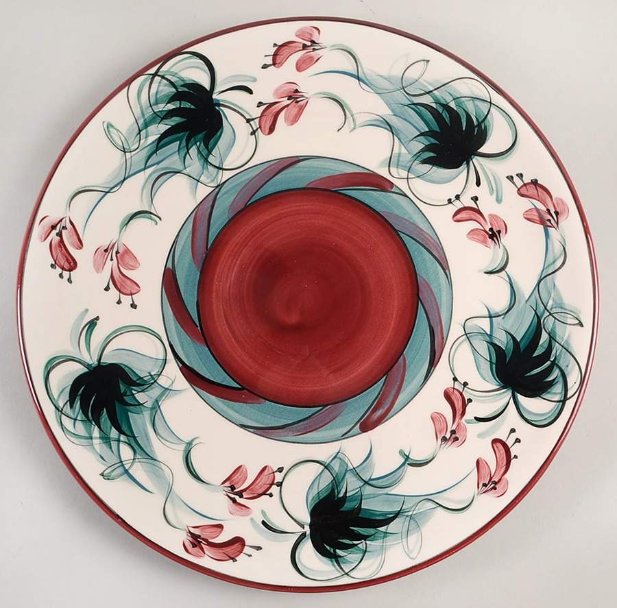 Red Grapevine 14" Chop Plate (Round Platter) by Gail Pittman-1
