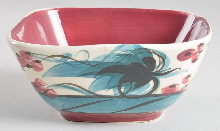 Red Grapevine Square Soup/Cereal Bowl by Gail Pittman-1