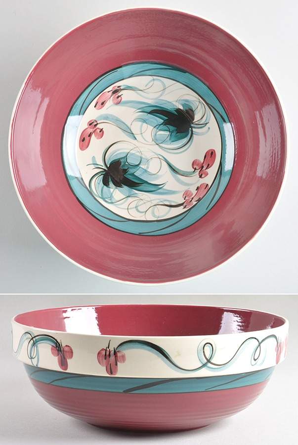 Red Grapevine 10" Large Salad Serving Bowl by Gail Pittman-1
