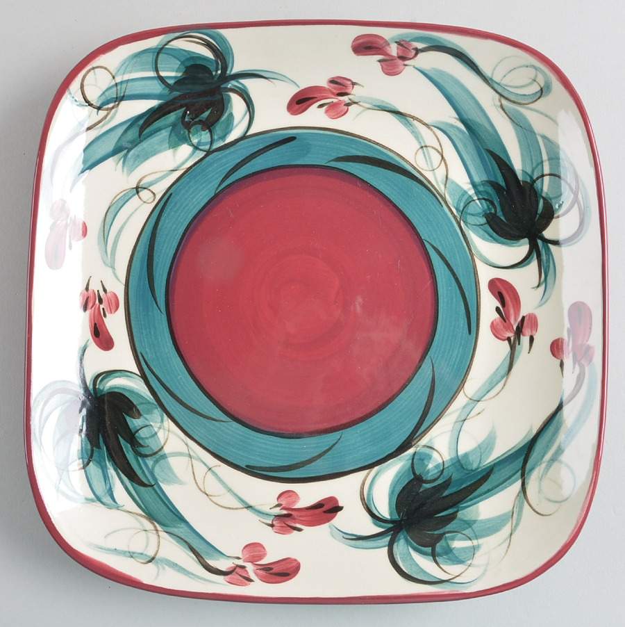 Red Grapevine Square Dinner Plate by Gail Pittman-1