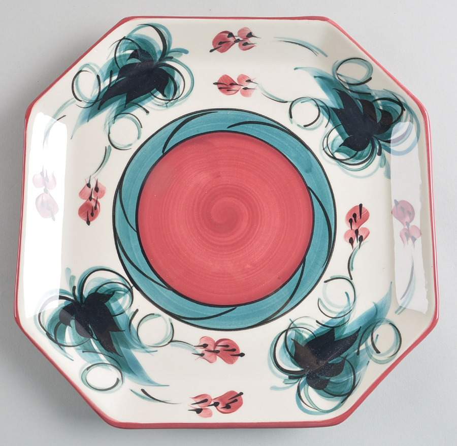 Red Grapevine Square Dinner Plate by Gail Pittman-1