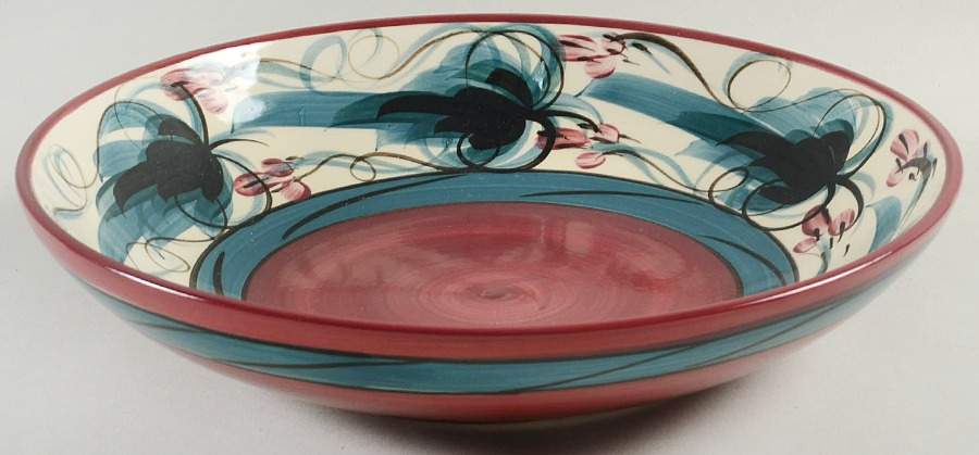 Red Grapevine Round Shallow Bowl by Gail Pittman-1