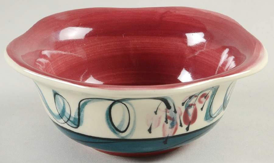 Red Grapevine 5" Scalloped Bowl by Gail Pittman-1