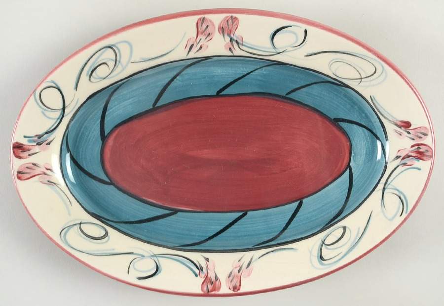 Red Grapevine 10" Oval Plate by Gail Pittman-1
