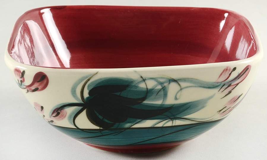 Red Grapevine 7" Square Bowl by Gail Pittman-1
